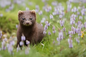 Weasel in the grass created with ai technology