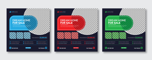 Real estate house property social media post or carousel design template © DexignBuzz