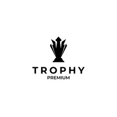 Flat trophy logo design concept for award winner championship illustration idea