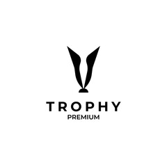 Flat trophy logo design concept for award winner championship illustration idea