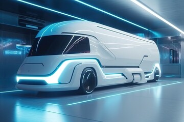 Fototapeta na wymiar Futuristic Truck Concept Design by generative ai