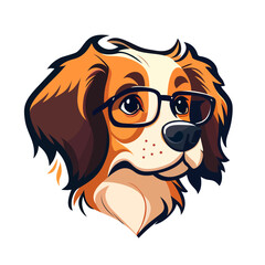 Dog head logo design. Abstract colorful dog head. Smart dog in glasses. Vector illustration