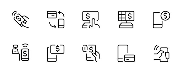 modern payment, fintech modern, cashless transaction icons. Simple line art style icons pack. secure payment lock credit card single isolated icon with outline style. Vector illustration