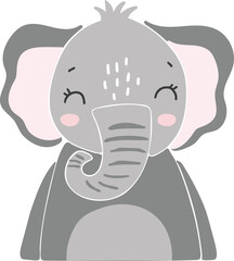 Abstract baby elefant vector, boho baby animals, cute animal isolated, adorable elefant  for print, vector illustration