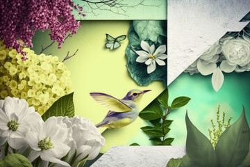 Spring Style Collage Background - Collage Spring Backdrops Wallpaper - Spring Collage Wallpaper created with Generative AI technology