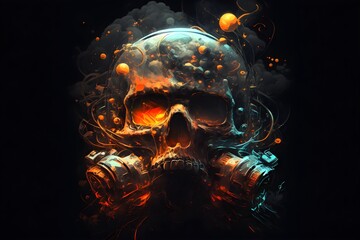 Obraz na płótnie Canvas Futuristic Radioactive Skull Mask. 