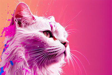 The cat is covered in paint. Generative AI,
