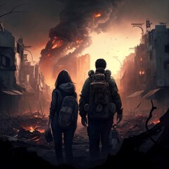 The last two people on the past apocalypse Earth