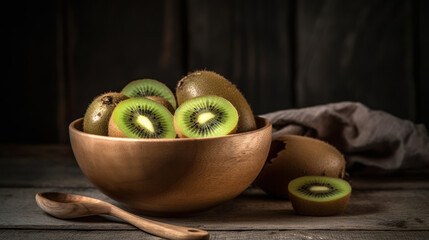 A bowl with kiwi fruits