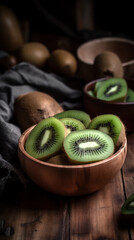 A bowl with kiwi fruits