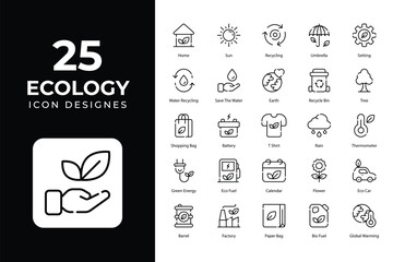 Ecology icons, Related Objects and Elements. Vector Illustration Collection. creative Icons Set. stock illustration	