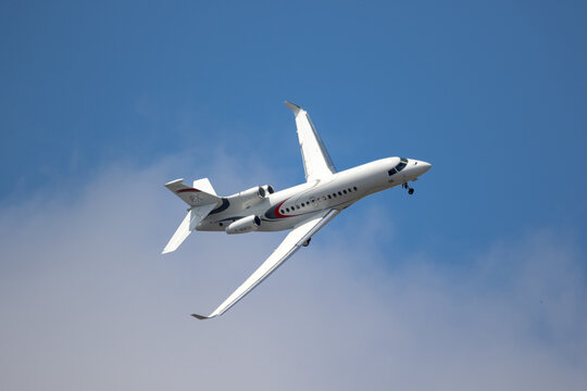 Dassault Falcon 8X ultra-long range advanced business jet in flight