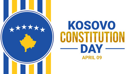 Kosovo Constitution Day wallpaper with flag and design stripes. Day of Kosovo constitution background with typography