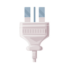 Power Plug as Movable Connector with Cable and Protruding Pins Vector Illustration