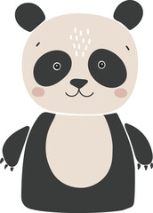 Abstract baby panda vector, boho baby animals, cute animal isolated, adorable panda for print, vector illustration