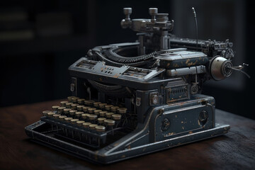 Fototapeta na wymiar Robot automatic typewriter. AI generative.