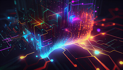 Obraz premium Technological Patterns In Vivid Colors