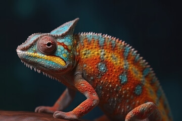 Multicolored chameleon. AI generative.