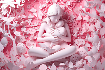 Obraz na płótnie Canvas Mother's Day, Mom and Baby love. Generative AI