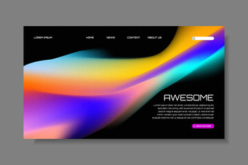 Modern trendy grainy gradient background, colorful abstract liquid 3d shapes. Soft gradient backdrop with place for text. Futuristic design for banner, poster, cover, flyer, presentation, landing page