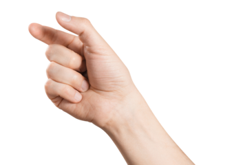 Hand holding something small, cut out