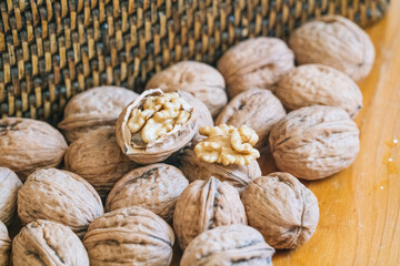 Close up of full-grained walnuts, a traditional Chinese delicacy