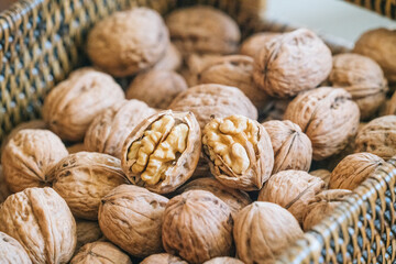 Close up of full-grained walnuts, a traditional Chinese delicacy