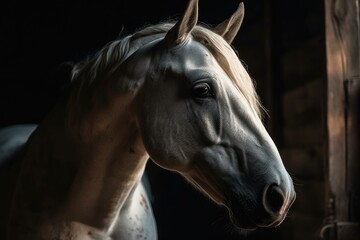 Fototapeta na wymiar Stable portrait of a horse. Generative AI