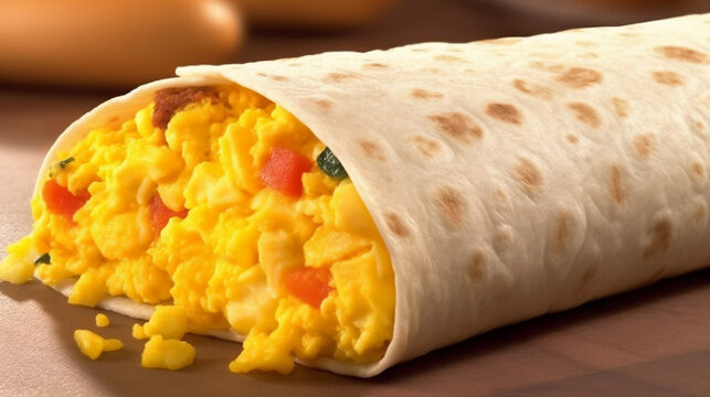 delicious breakfast burrito with scrambled eggs, black beans, and salsa - a hearty breakfast choice, start your day right, delicious breakfast options to satisfy every craving. generative ai