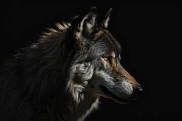 Image of a gray wolf in golden light made with generative AI