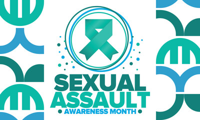 Sexual Assault Awareness Month in April. Annual campaign to promote education and the prevention of sexual violence. Social awareness symbol. Stop violence. Vector illustration