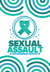 Sexual Assault Awareness Month in April. Annual campaign to promote education and the prevention of sexual violence. Social awareness symbol. Stop violence. Vector illustration