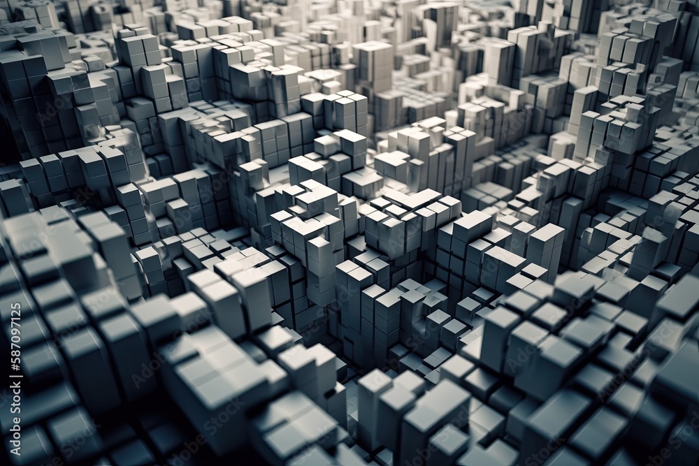 Poster surreal floating cube structure. generative ai