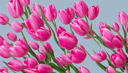Obraz premium Mother's day concept. Beautiful flower background with copyspace, pink flower banner - Generative AI