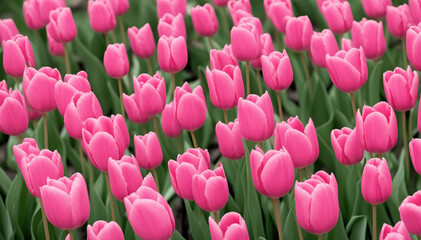 Obraz premium Mother's day concept. Beautiful flower background with copyspace, pink flower banner - Generative AI