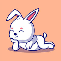 Cute bunny cartoon icon illustration. funny animal for a sticker