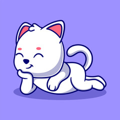 Cute cat cartoon icon illustration. funny animal for a sticker