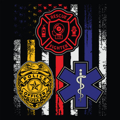 I Support First Responders T-Shirt Police Firefighter Military Shirt