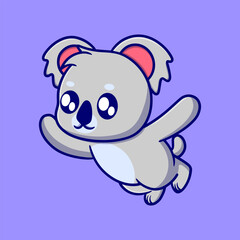 Cute fly koala cartoon icon illustration
