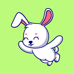 Cute fly bunny cartoon icon illustration
