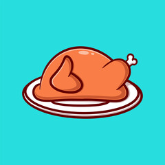 Chicken cartoon icon illustration. funny sticker for gifts