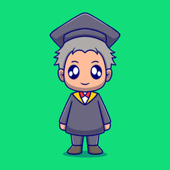 Cute graduation cartoon icon illustration
