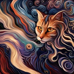 Cat in abstract background 