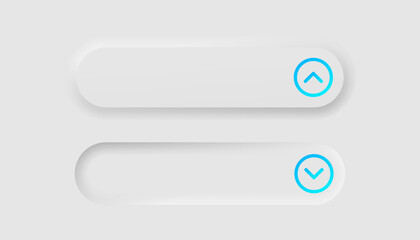 Obraz premium Drop down menu icon in neumorphism style. Icons for business, white UI, UX. Navigation symbol. List bar, app. Neumorphic style. Vector illustration.