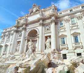 Fototapeta na wymiar Fontana di Trevi Rome , The most audacious baroque fountain construction in Italy September 30, 2022