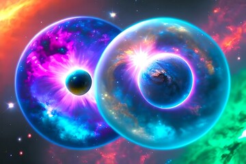 background bubble of colors, galaxy, deep universe, mirage