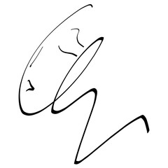 abstract image of a woman sensually closed her eyes, black outline on a white background