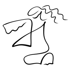 loving mother and child as if flying in her arms, happiness to be together, black creative abstract logo