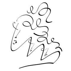 head of a noble lady with various emotions and makeup on her face, black creative abstract pattern