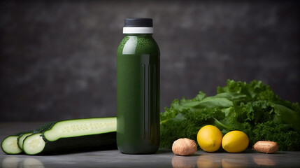 Obraz na płótnie Canvas green goodness: sip on a refreshing kale and ginger smoothie, start your day right, delicious breakfast options to satisfy every craving. generative ai